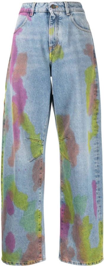 Palm Angels Jeans met tie-dye print Blauw