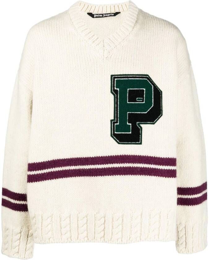 Palm Angels Trui met logopatch BUTTER PURPLE