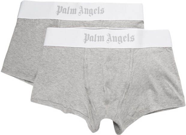 Palm Angels Twee boxershorts met logoprint Grijs