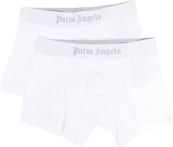 Palm Angels Set van twee boxershorts met logoband Wit