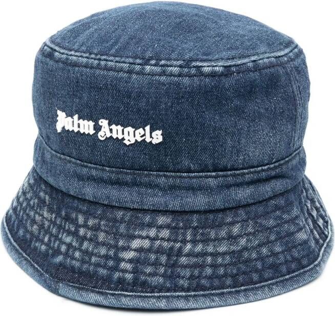 Palm Angels Vissershoed met logo applicatie Blauw