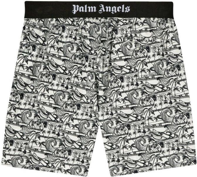 Palm Angels Shorts met print Wit