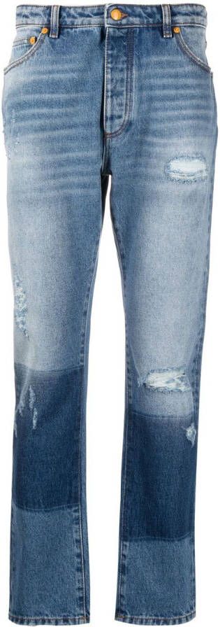Palm Angels x Moncler gerafelde jeans Blauw