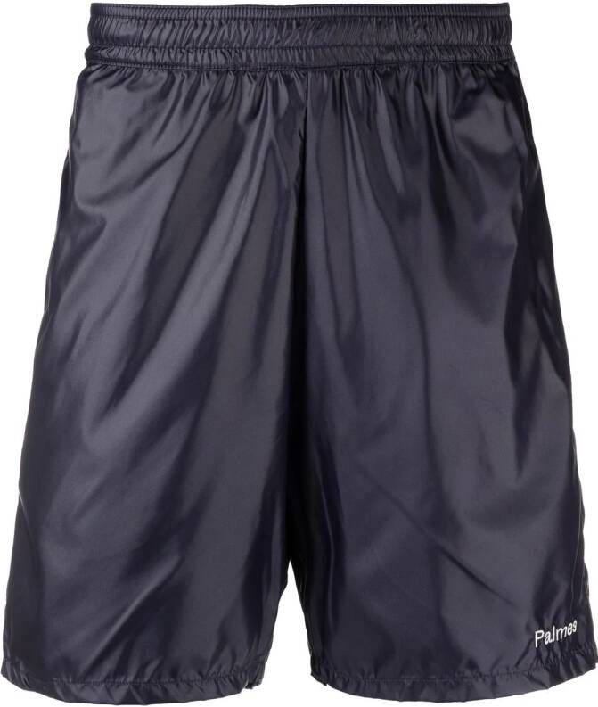 Palmes Shorts met geborduurd logo Blauw