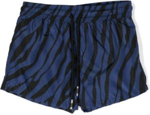 Paolo Pecora Kids artist stripe-print swim shorts Blauw