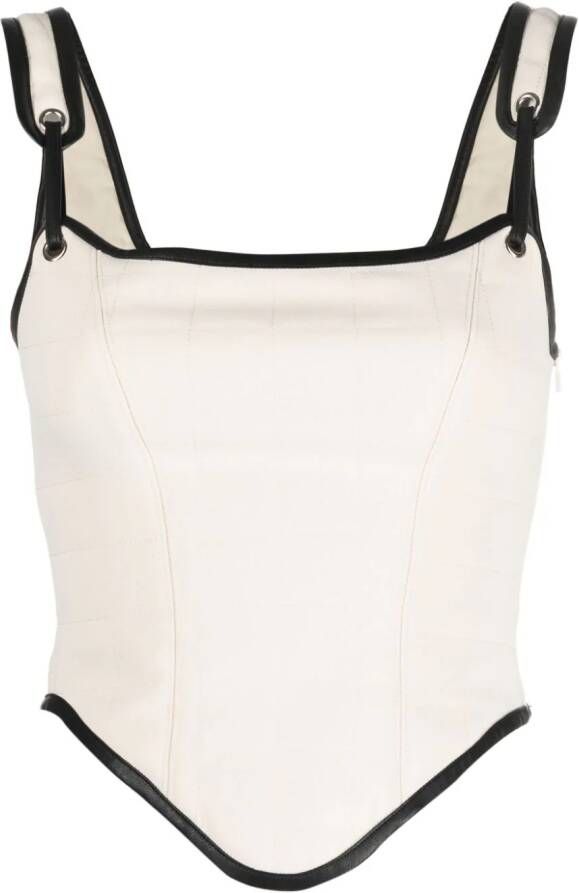 Paris Georgia Top met geribbeld detail Beige