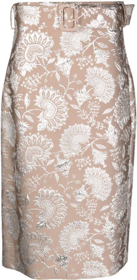 P.A.R.O.S.H. Midi-rok met jacquard Beige