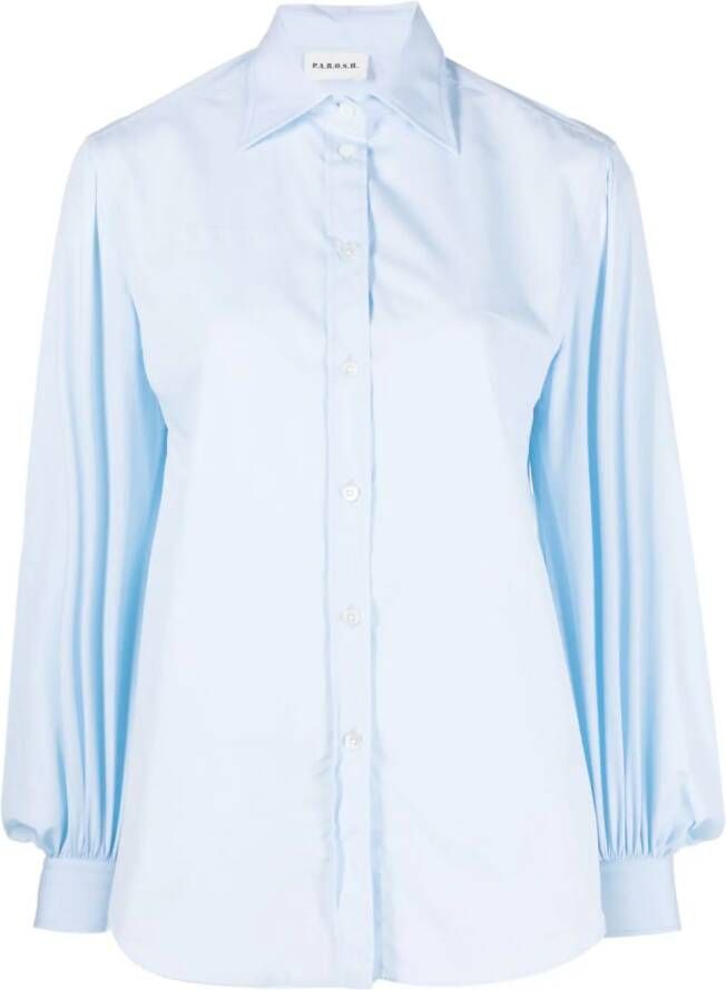 P.A.R.O.S.H. bishop-sleeves cotton shirt Blauw