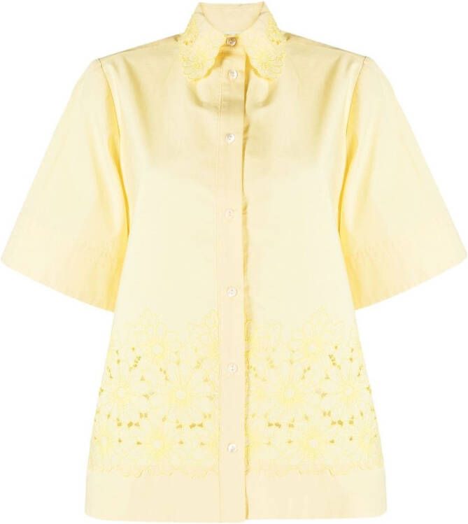 P.A.R.O.S.H. Blouse met broderie anglaise Geel