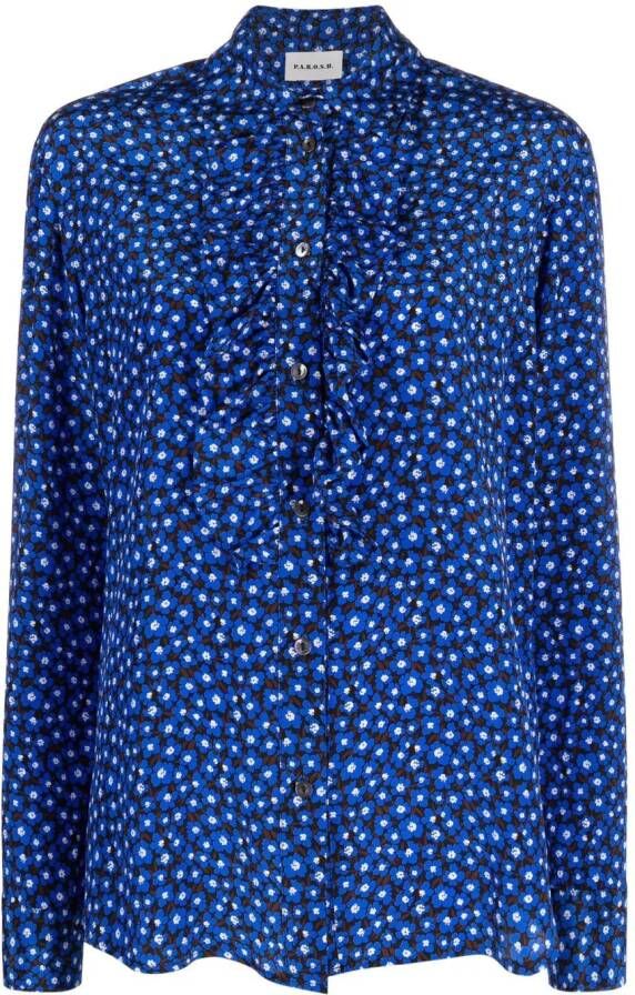 P.A.R.O.S.H. Blouse met ruches Blauw