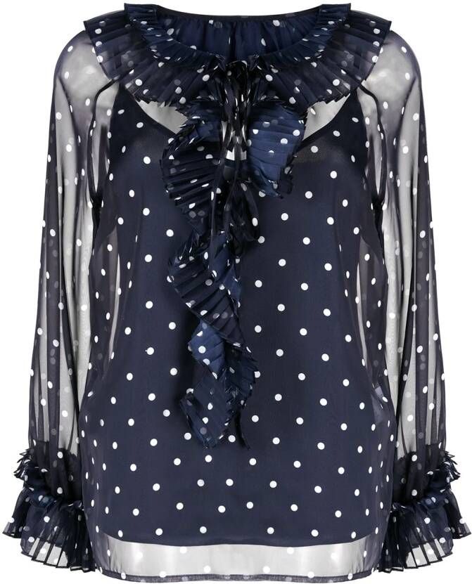 P.A.R.O.S.H. Blouse met stippen dames PolyesterPolyester XS Blauw
