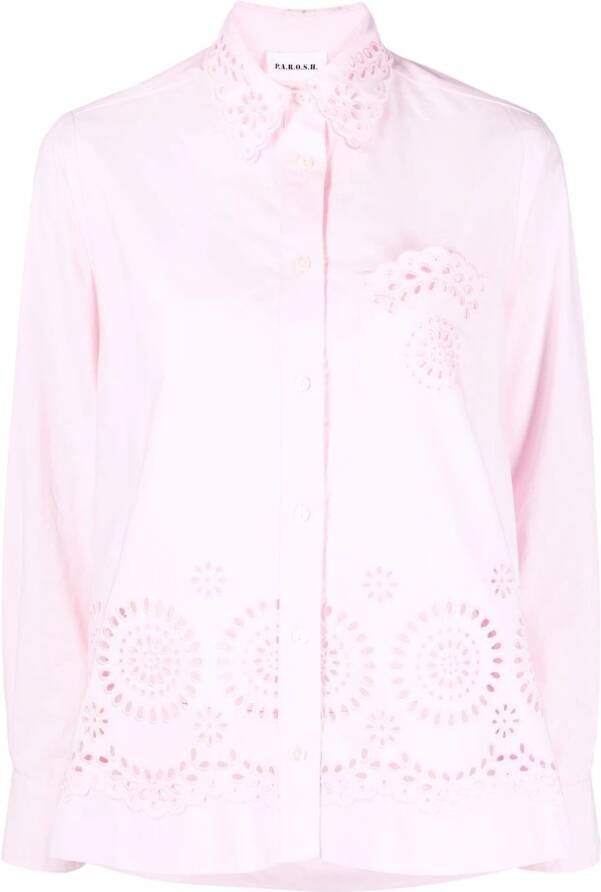 P.A.R.O.S.H. Broderie anglaise blouse Roze
