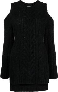 P.A.R.O.S.H. cable-knit off-shoulder sweatshirt Zwart