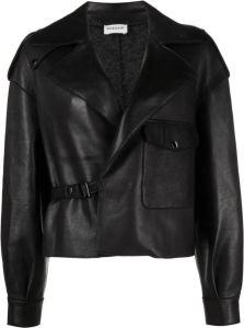 P.A.R.O.S.H. double-breasted leather jacket Zwart