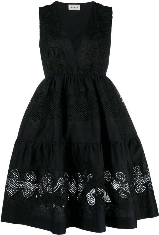P.A.R.O.S.H. Midi-jurk met ringlets Zwart