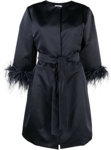 P.A.R.O.S.H. feather-trim belted coat Blauw