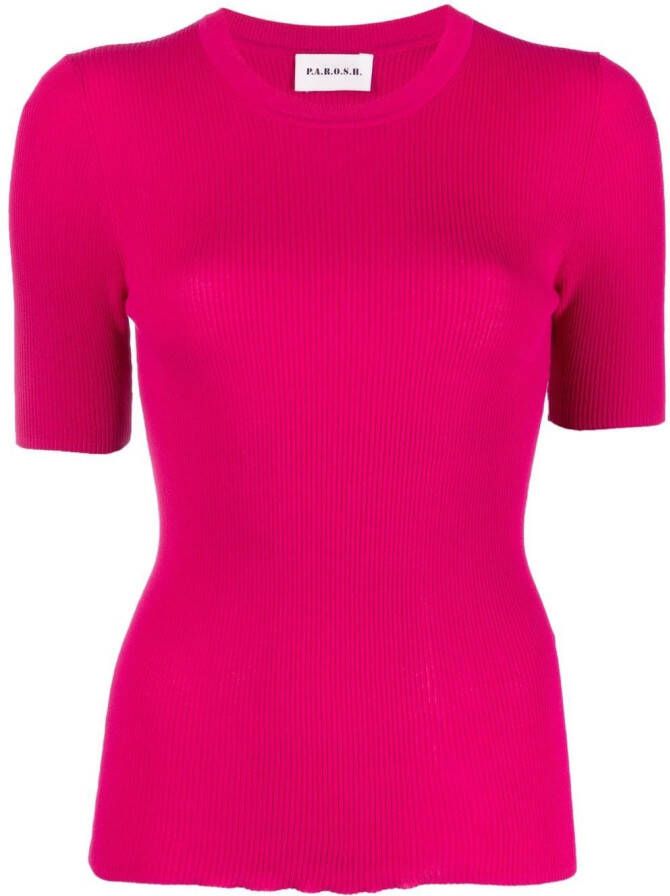 P.A.R.O.S.H. Geribbeld T-shirt Roze