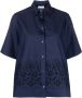 P.A.R.O.S.H. Blouse met geborduurde bloemen Blauw - Thumbnail 1