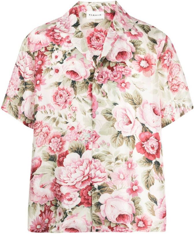 P.A.R.O.S.H. Overhemd met bloemenprint Beige