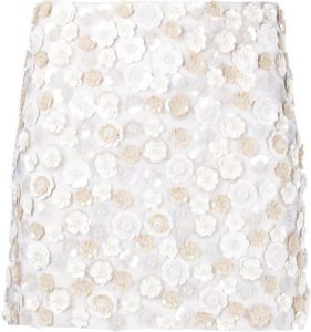 P.A.R.O.S.H. floral sequin-embellished fitted skirt Wit