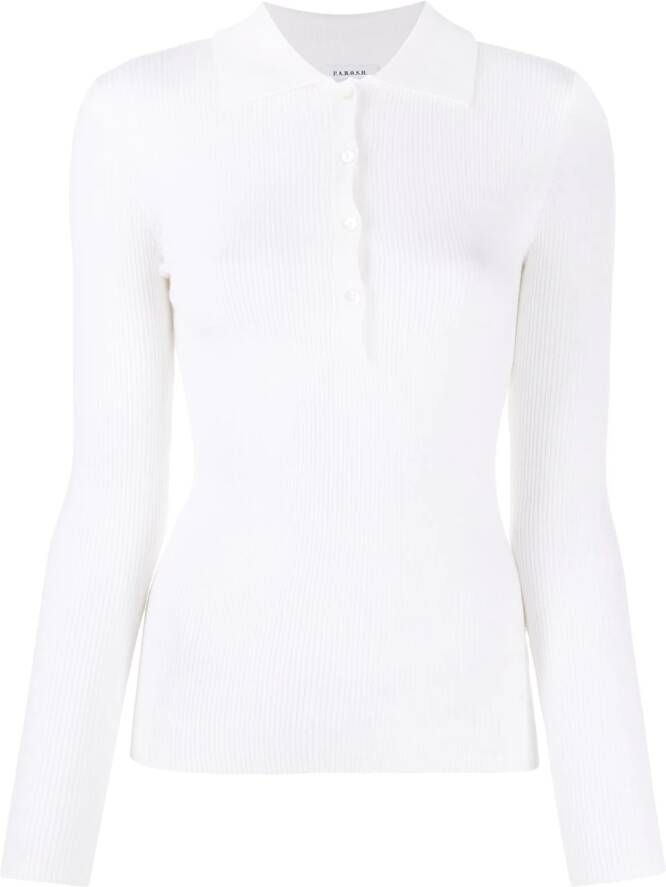 P.A.R.O.S.H. Leila ribgebreide polotop Wit