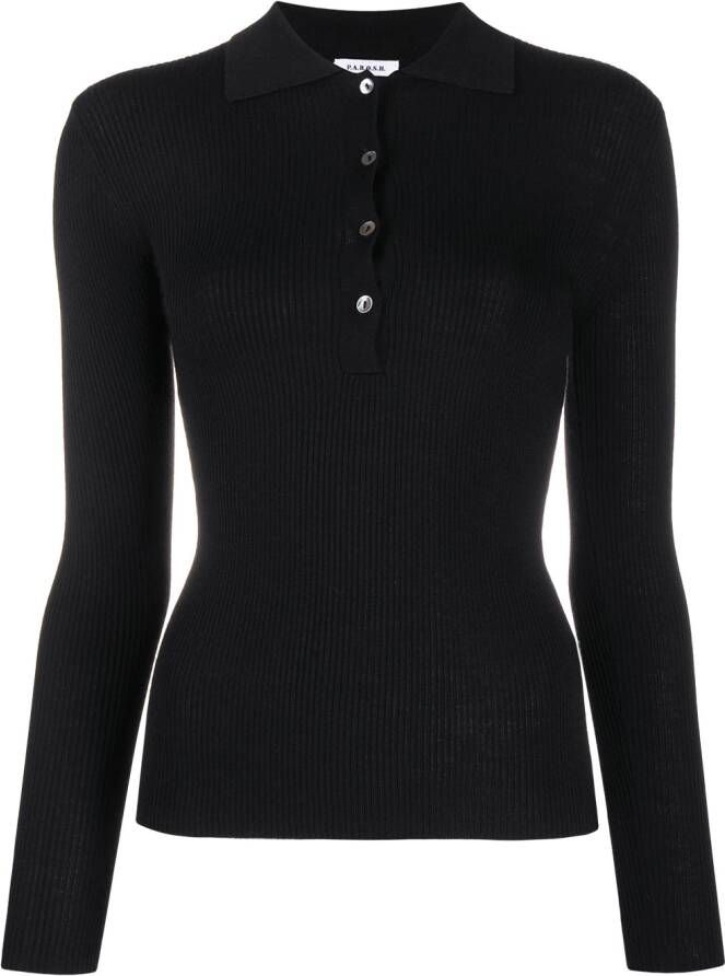 P.A.R.O.S.H. Getailleerd poloshirt Zwart