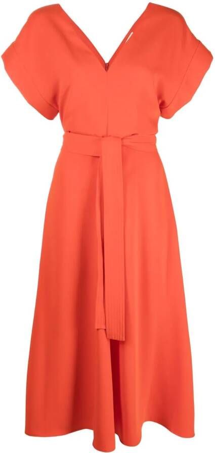 P.A.R.O.S.H. Midi-jurk met V-hals Oranje