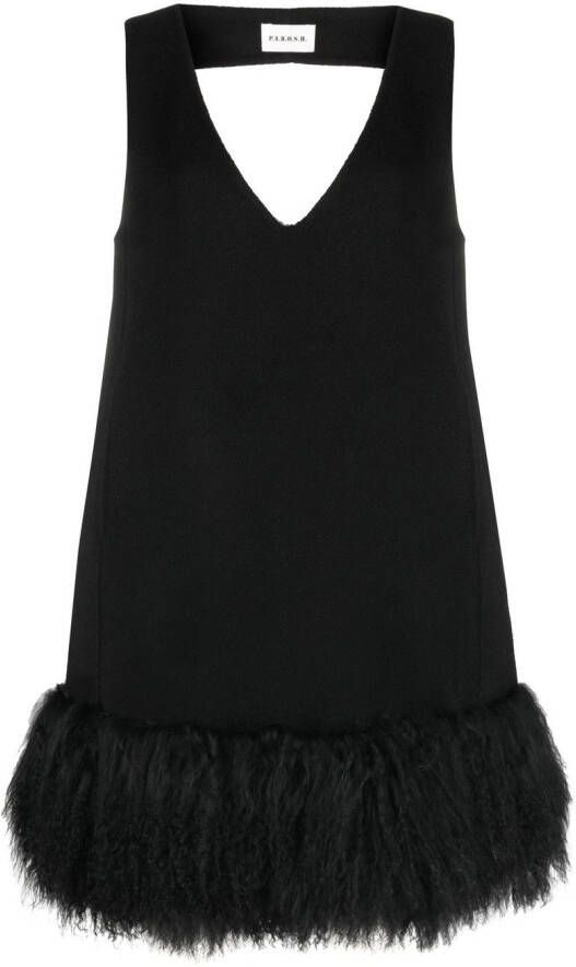 P.A.R.O.S.H. Mini-jurk met lammy afwerking Zwart