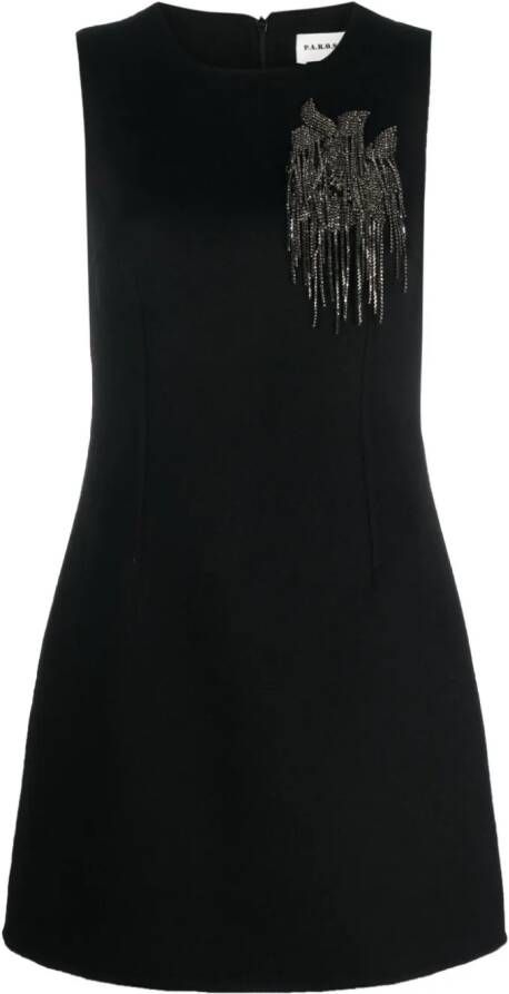 P.A.R.O.S.H. Mini-jurk verfraaid met kristallen Zwart