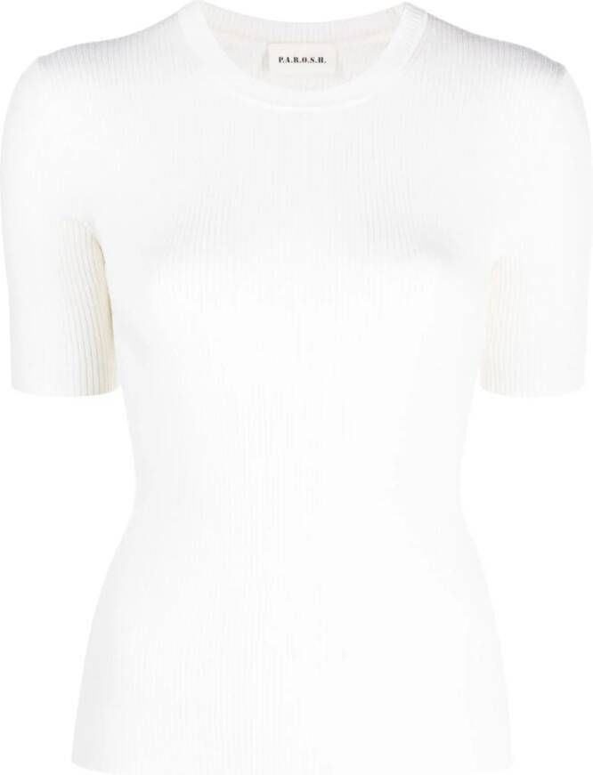 P.A.R.O.S.H. ribbed-knit wool T-shirt Beige