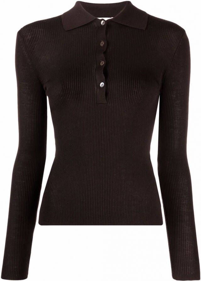 P.A.R.O.S.H. Ribgebreide top Bruin