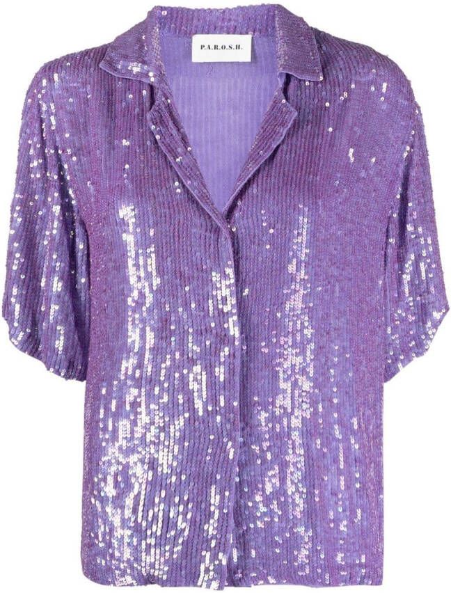 P.A.R.O.S.H. T-shirt met pailletten Paars