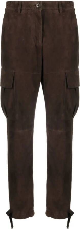 P.A.R.O.S.H. straight-leg suede trousers Bruin