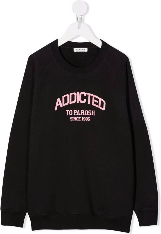 P.A.R.O.S.H. Sweater met logoprint kinderen Polyester katoen 10 jaar Zwart
