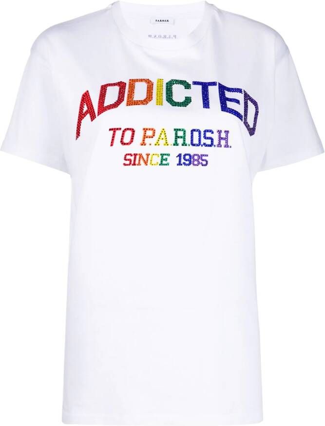 P.A.R.O.S.H. T-shirt verfraaid met kristallen Wit