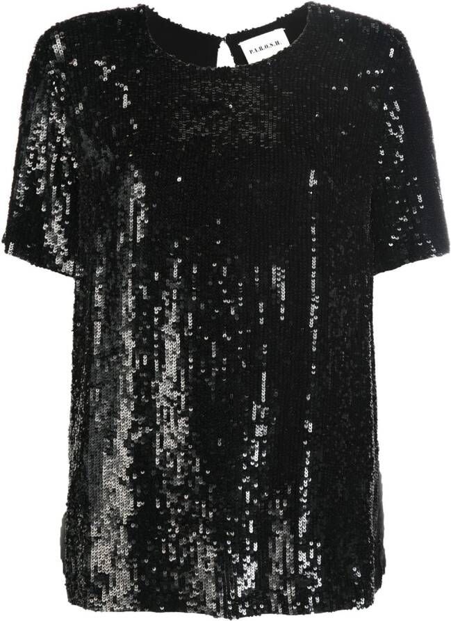 P.A.R.O.S.H. Top met pailletten Zwart