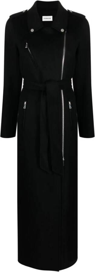 P.A.R.O.S.H. zip-detail wool maxi coat Zwart