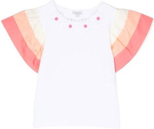 Patachou T-shirt met bloe patch Wit