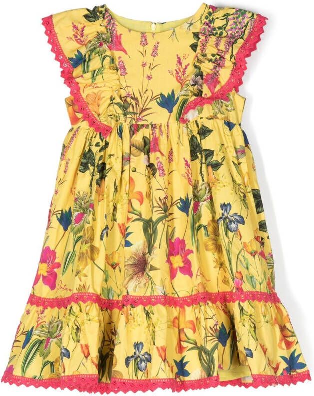Patachou Jurk met bloe print Geel