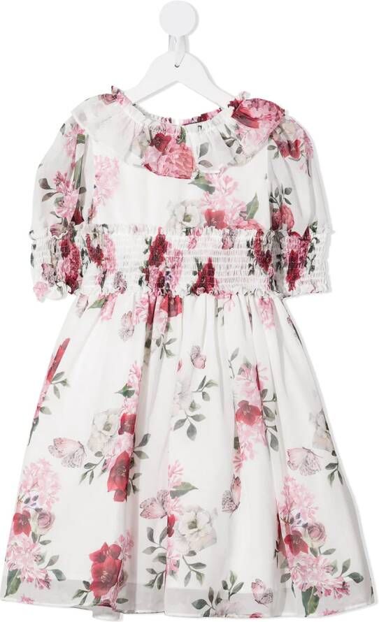 Patachou Jurk met bloe print Wit
