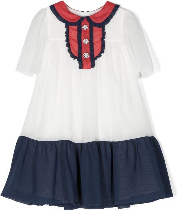 Patachou Jurk met colourblocking Wit