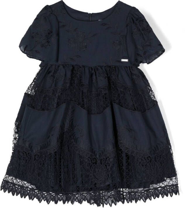 Patachou Jurk met geborduurde bloe Blauw