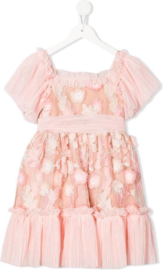 Patachou Jurk met geborduurde bloe Roze