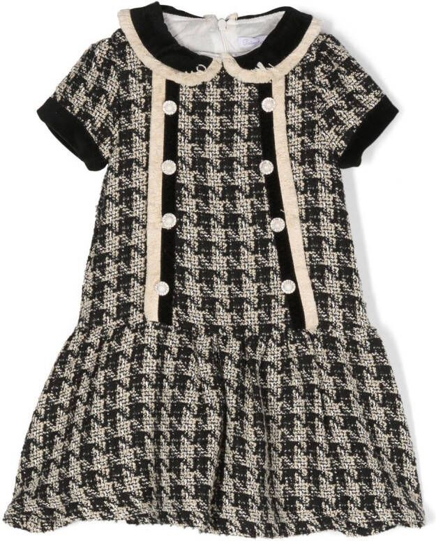 Patachou Jurk met pied-de-poule print Zwart