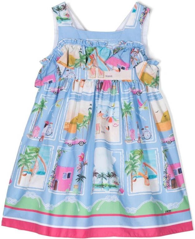 Patachou Jurk met ruches Blauw
