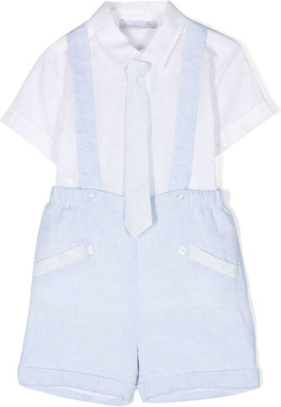 Patachou Linnen shorts en shirt Wit