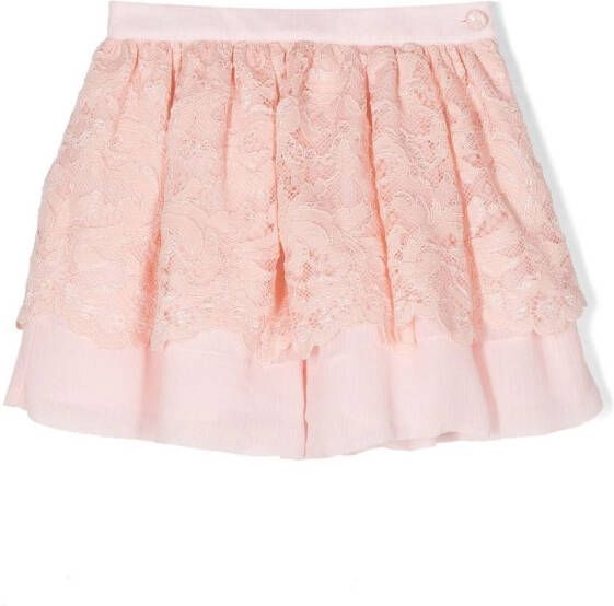 Patachou Mini-rok met afwerking van kant Roze