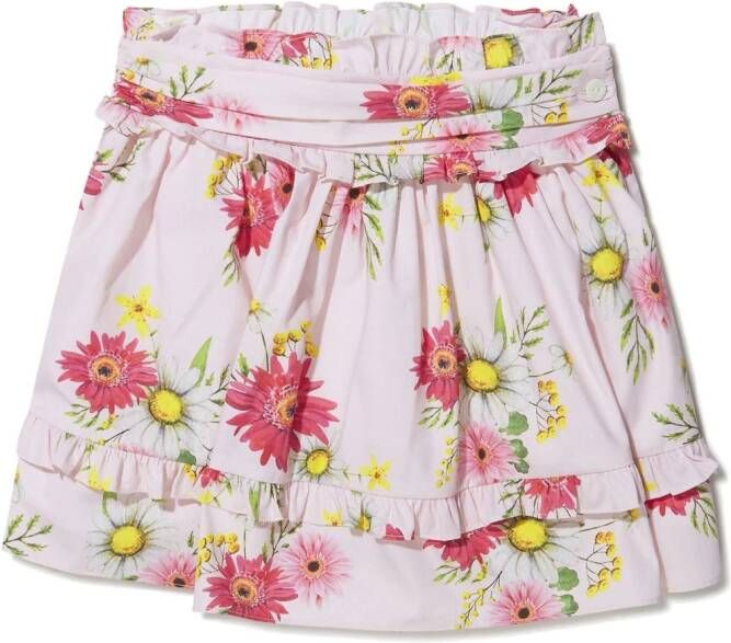Patachou Mini-rok met bloe print Roze