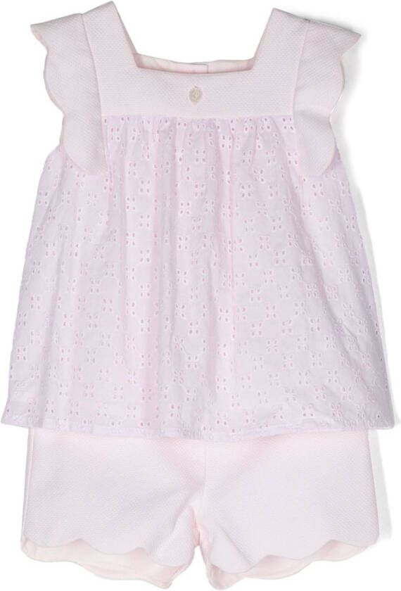 Patachou Tweedelige set met gewelfde afwerking Roze