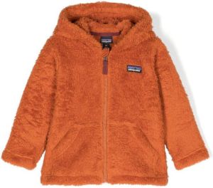 Patagonia Kids fleece-texture zipped jacket Oranje